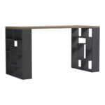 Office desk with shelf Lovet anthracite-sonoma 140x60x72cm - Image 2