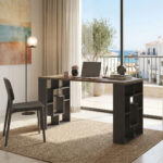 Office desk with shelf Lovet anthracite-sonoma 140x60x72cm