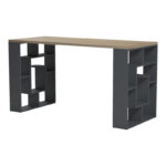Office desk with shelf Lovet anthracite-sonoma 140x60x72cm - Image 4