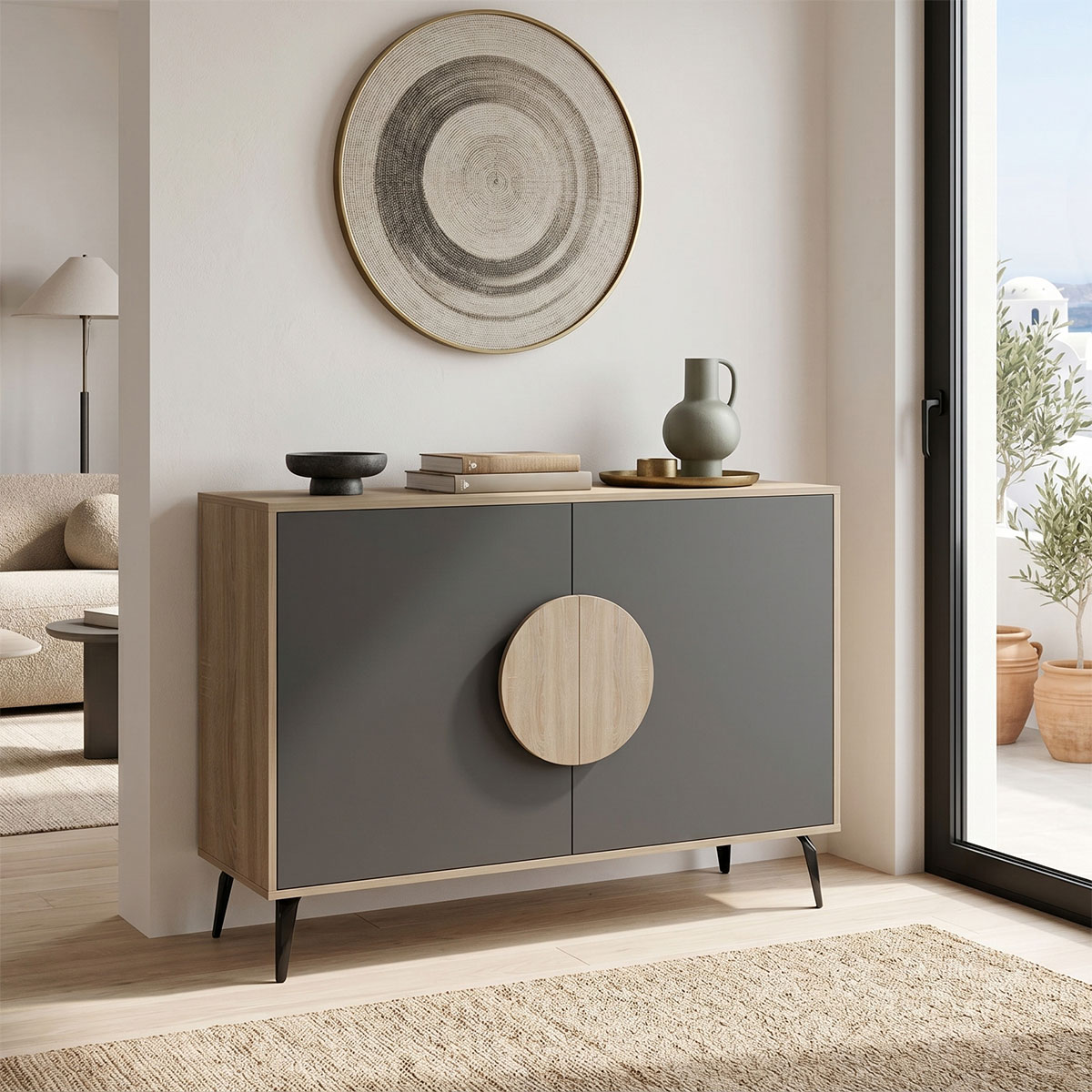 230-000240 Buffet Gora sonoma - anthracite 110x35.5x82cm - Слика 1
