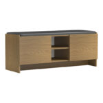 Entrance furniture stool-shoe rack Zulla 10 pairs light walnut 110x37x43cm - Image 3