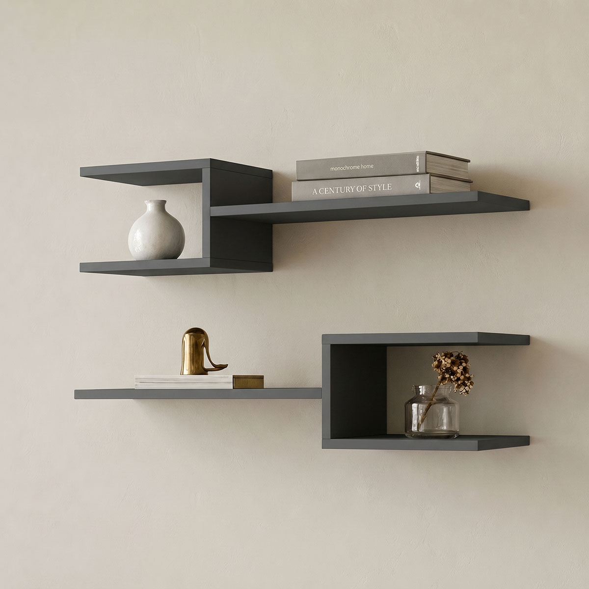 230-000247 Sumpa wall shelf 2pcs anthracite 65x20x18cm - Image 1