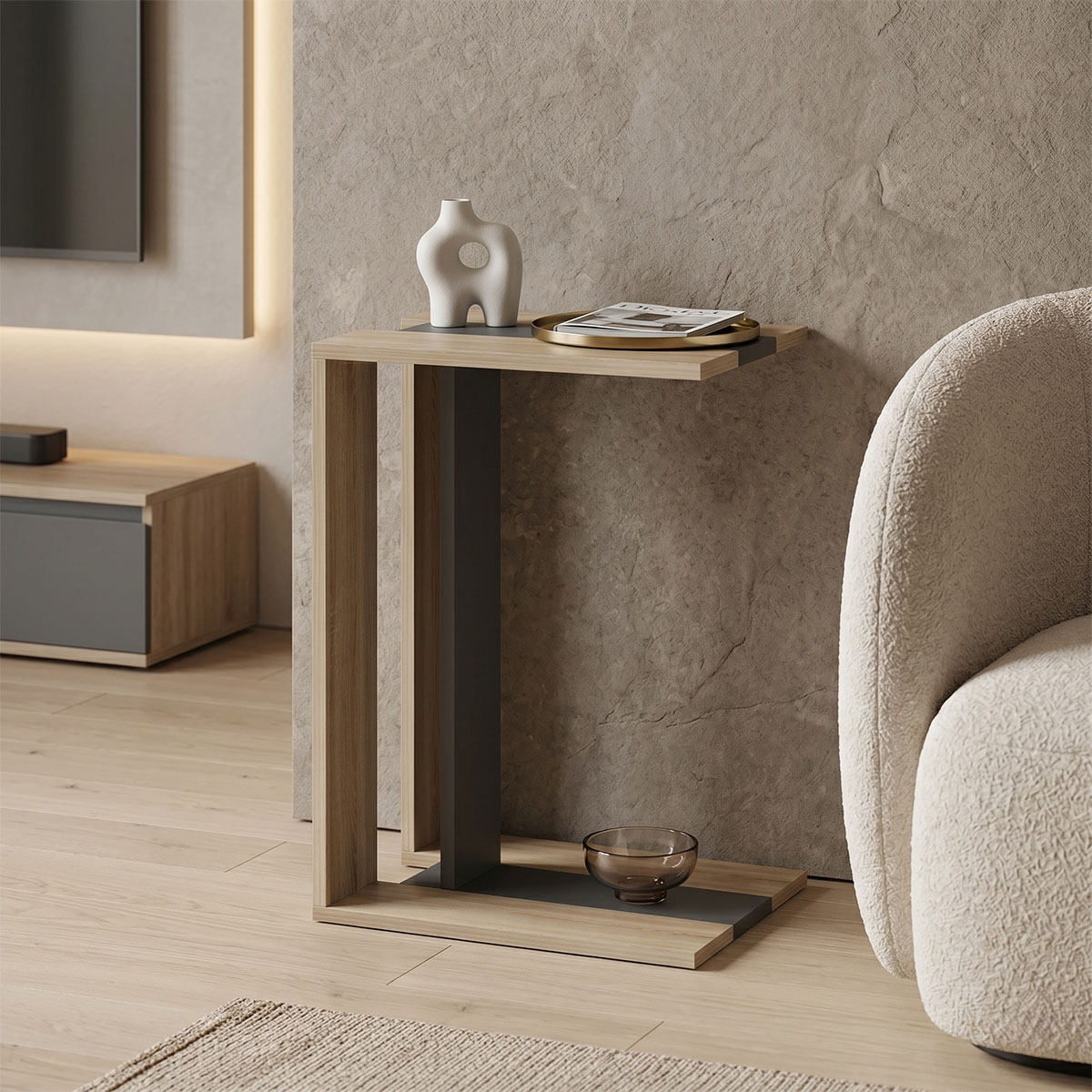 230-000248 Muju sonoma side table - charcoal 30x40x55cm - Image 1