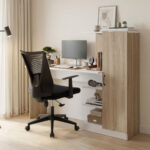 Office with bookcase and cabinet Ofisio sonoma-white 152.3x40x120cm