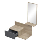 Miranda entrance furniture with mirror in sonoma-anthracite shade 60x30x89.5cm - Image 2