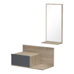 Miranda entrance furniture with mirror in sonoma-anthracite shade 60x30x89.5cm - Image 5