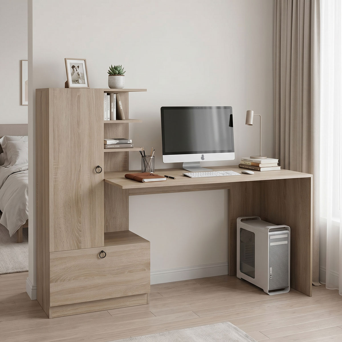 230-000259 Desk with bookcase Felanbo sonoma 160x60x125cm - Image 1