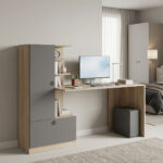 Desk with bookcase Felanbo sonoma-anthracite 160x60x125cm