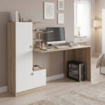 Desk with bookcase Felanbo sonoma-white 160x60x125cm