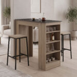 Bar table Riff sonoma-surface in black marble look 120x55x105cm