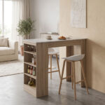 Bar table Riff sonoma-surface in beige marble look 120x55x105cm