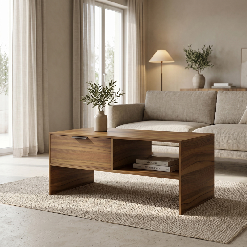 230-000266 Coffee table Felina walnut 100x50x45cm - Image 1