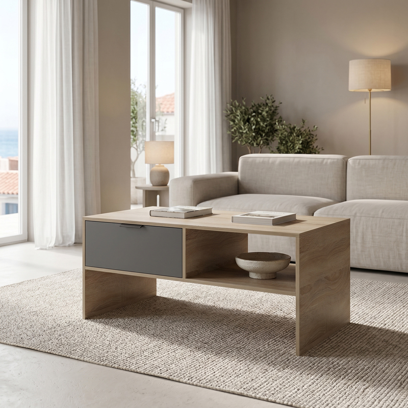 230-000267 Coffee table Felina sonoma-anthracite 100x50x45cm - Image 1