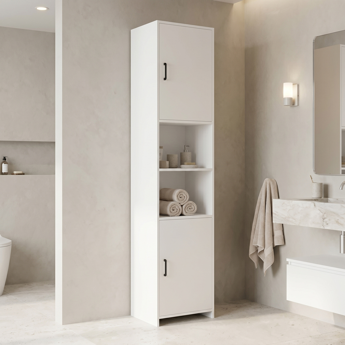 230-000272 Column-cabinet Perlina white 40x32x175cm - Слика 1