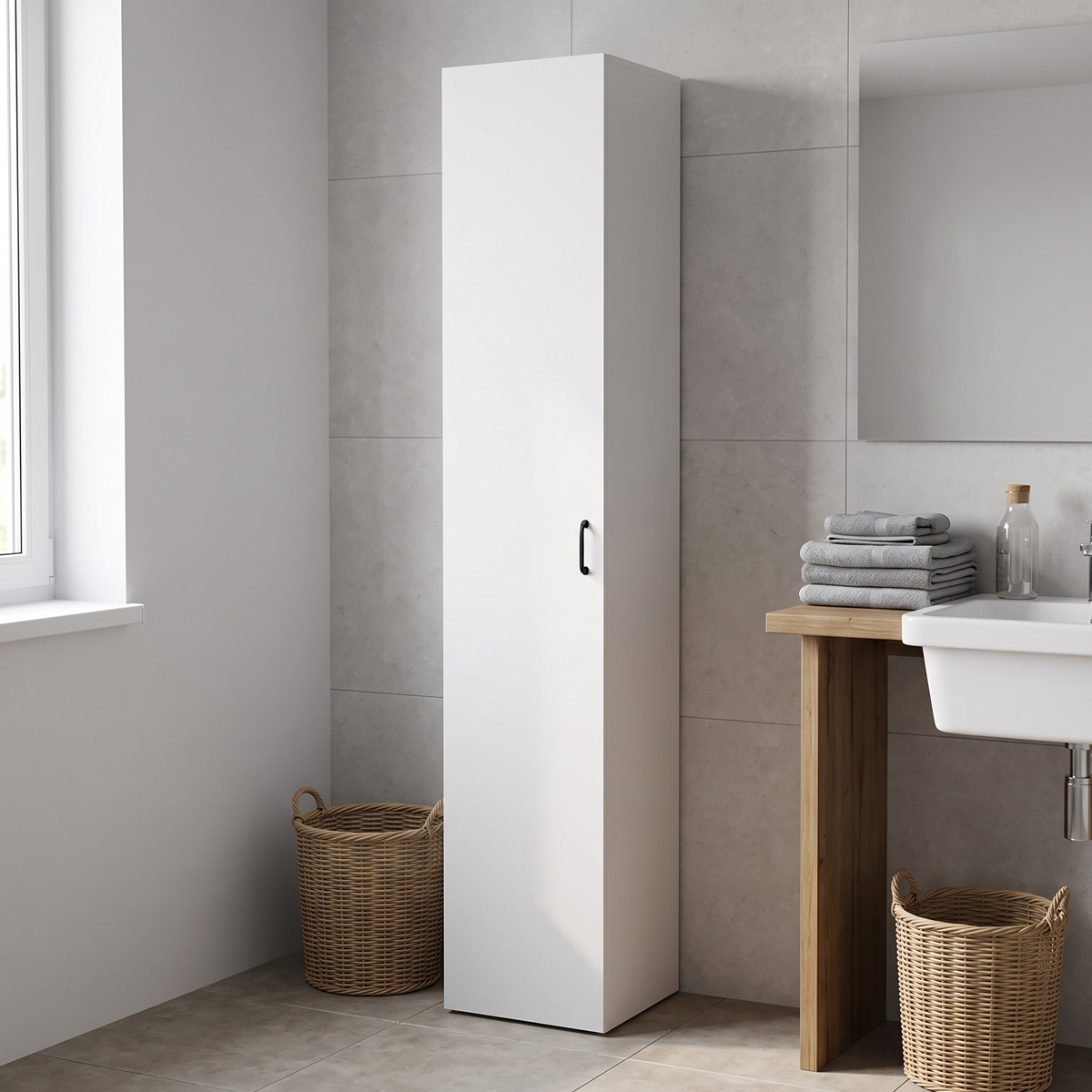 230-000273 Column-cabinet Anira white 30x30x180cm - Слика 1