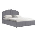Double bed Tatiana fabric light grey with storage 120x200cm - Image 2