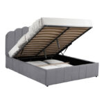 Double bed Tatiana fabric light grey with storage 120x200cm - Image 3