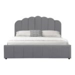 Double bed Tatiana fabric light grey with storage 120x200cm - Image 4