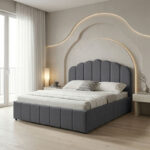 Double bed Tatiana fabric anthracite with storage 120x200cm