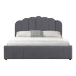 Double bed Tatiana fabric anthracite with storage 120x200cm - Image 4