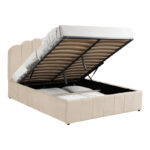 Double bed Tatiana velvet beige with storage 160x200cm - Image 3