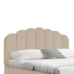 Double bed Tatiana velvet beige with storage 160x200cm - Image 5