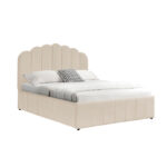 Double bed Tatiana velvet beige with storage 120x200cm - Image 2