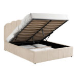 Double bed Tatiana velvet beige with storage 120x200cm - Image 3
