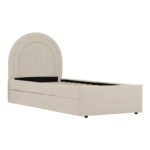 Arcuate bed beige boucle fabric with sliding bed 90x200cm - Image 2
