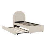 Arcuate bed beige boucle fabric with sliding bed 90x200cm - Image 3