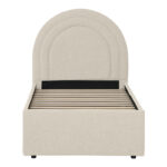 Arcuate bed beige boucle fabric with sliding bed 90x200cm - Image 4