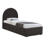Arcuate bed anthracite boucle fabric with sliding bed 90x200cm - Image 2
