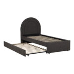 Arcuate bed anthracite boucle fabric with sliding bed 90x200cm - Image 3