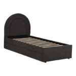 Arcuate bed anthracite boucle fabric with sliding bed 90x200cm - Image 4