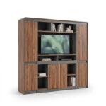 Professional bookcase Oscar walnut-anthracite 200x40x200cm - Image 2