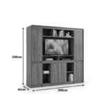 Professional bookcase Oscar walnut-anthracite 200x40x200cm - Image 3