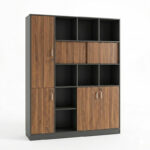 Professional bookcase Bokanza walnut-anthracite 160x40x200cm - Image 2