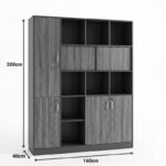 Professional bookcase Bokanza walnut-anthracite 160x40x200cm - Image 3