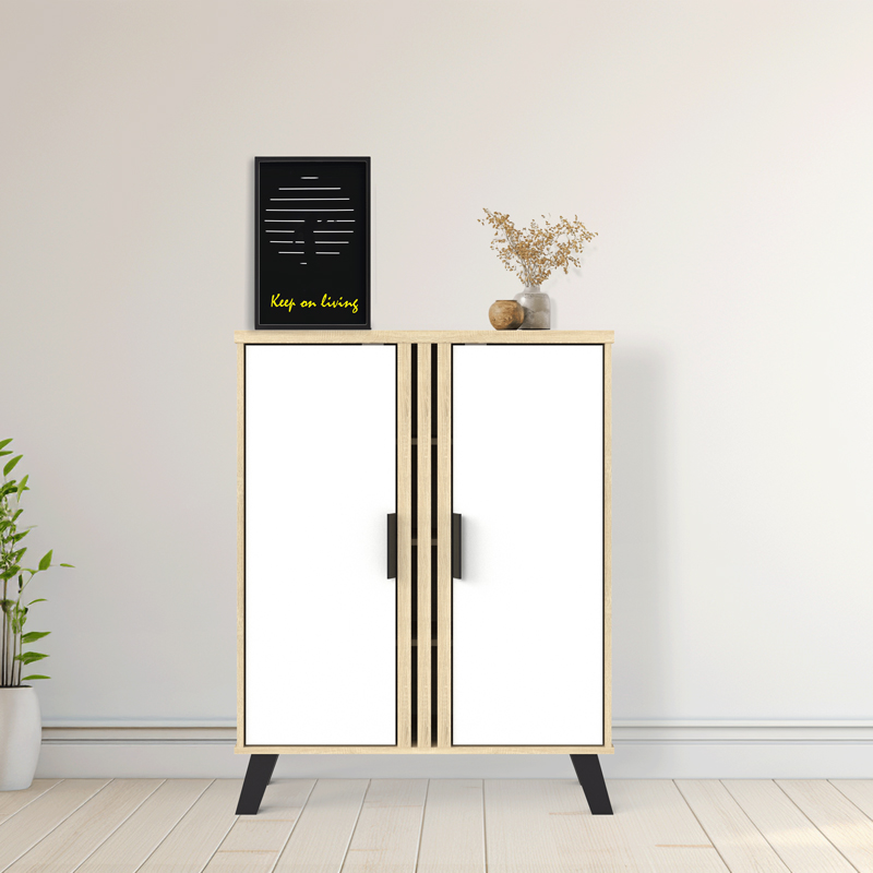 248-000035 Shoe cabinet Shoby white-sonoma 70.5x30x91cm - Слика 1