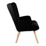 Armchair Fluffy velvet fabric black-natural color leg 75x69x96cm - Image 3