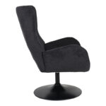 Rotating armchair Refria black fabric-black metal base 81x72x97cm - Image 3