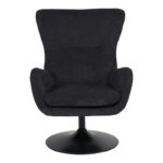 Rotating armchair Refria black fabric-black metal base 81x72x97cm - Image 4
