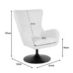 Rotating armchair Refria black fabric-black metal base 81x72x97cm - Image 5