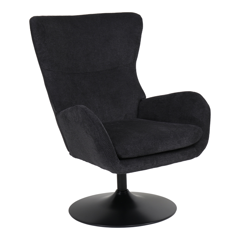 255-000088 Rotating armchair Refria black fabric-black metal base 81x72x97cm - Image 1
