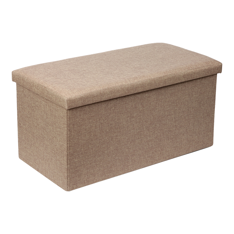 257-000043 Stool-trunk Greatness fabric beige-brown 76x38x38cm - Image 1
