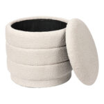 Stool-trunk Bettia teddy fabric ivory D41x38.5cm - Image 2
