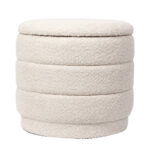 Stool-trunk Bettia teddy fabric ivory D41x38.5cm