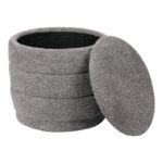 Stool-trunk Bettia teddy fabric grey D41x38.5cm - Image 2