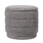 Stool-trunk Bettia teddy fabric grey D41x38.5cm