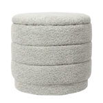 Stool-trunk Bettia teddy fabric mint D41x38.5cm